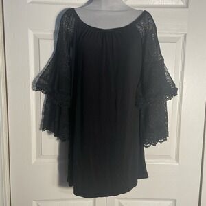 Vava By Joy Han Dress Women S Black Flared Lace Sleeve Off Shoulder Whimsigoth